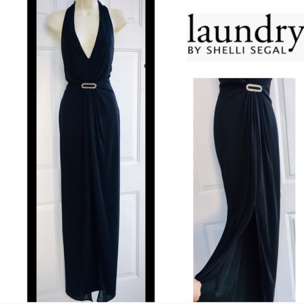 LAUNDRY by SHELLI SEGAL Black Plunge Gown 4